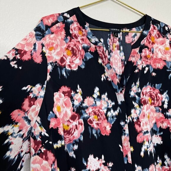 Torrid Black Studio Crepe De Chine Button Front Long Sleeve Blouse Top Size 4x - Picture 4 of 13